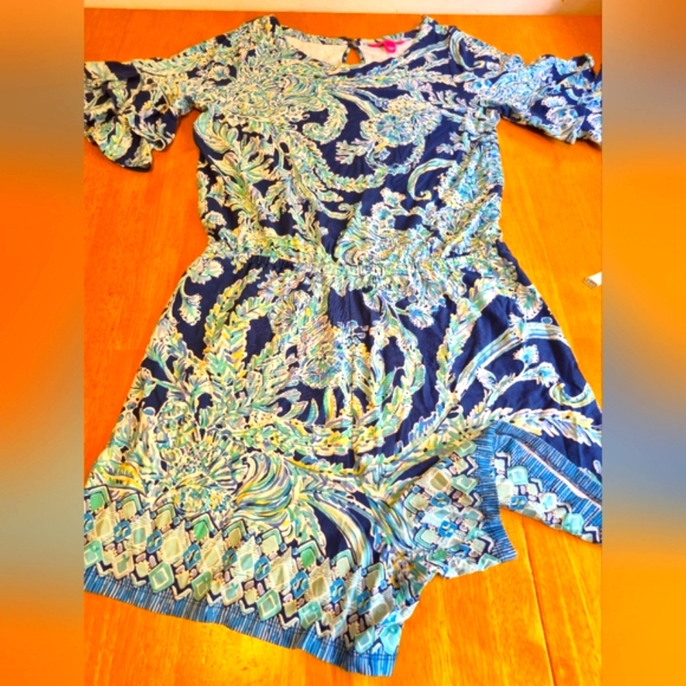 Lilly Pulitzer Navy and Aqua Paisley Dress - Picture 7 of 10
